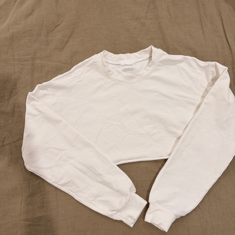 Meshki White Cropped Sweater